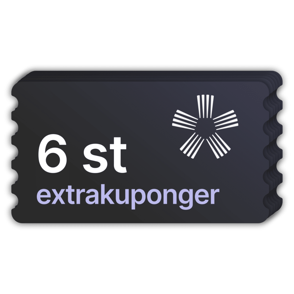 Sex extrakuponger på rad efter varandra.
